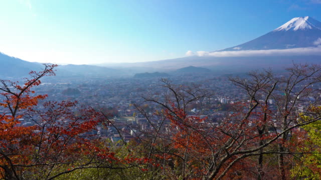 Schöne-Berg-Fuji-mit-Ahorn-im-Herbst-Japan