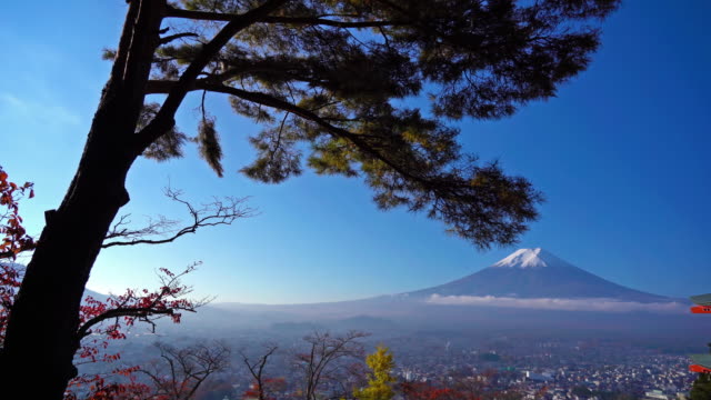Fuji,-montaña-hermosa-con-Arce-en-temporada-otoño-Japón
