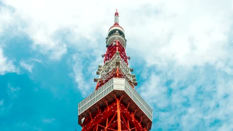 Time-lapse-of-Tokyo-tower-in-blue-sky