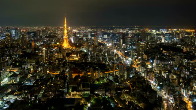 Nachtleben-in-Tokyo-Skyline-der-Stadt.