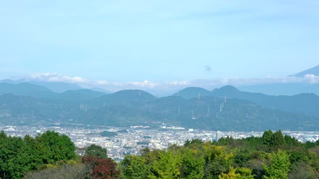 Panoramic-aerial-view-of-Shimizu-sea-port-and-Mountain-Fuji-from-Shizuoka-prefecture