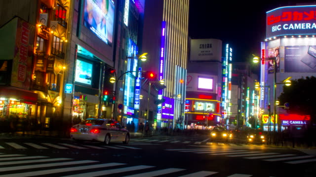 Night-lapse-4K-at-Shinjuku-street-slow-shutter-zoom-in