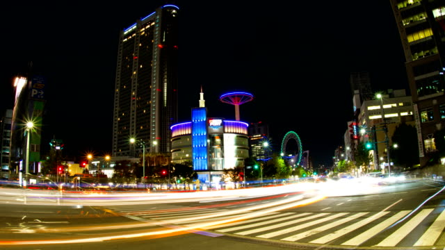 Night-lapse-4K-near-Tokyo-dome-wide-shot-slow-shutter