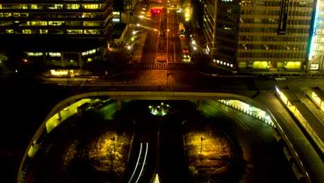 Night-lapse-at-Shinjuku-station-west-side-wide-shot-high-angle-zoom-in