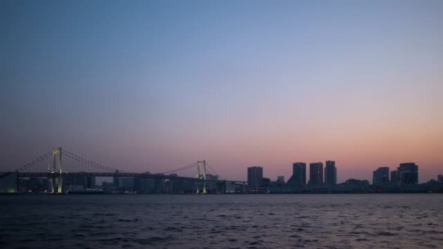 Timelapse---Scenery-of-Tokyo-Bay-Area-from-evening-to-night