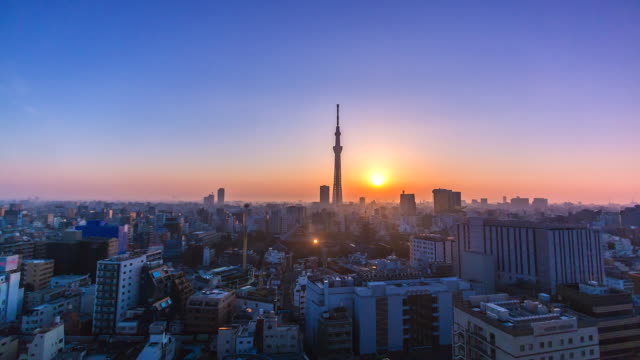 4-K.-Zeit-verfallen-Blick-schöne-Stadtbild-in-Tokyo-City-mit-Tokyo-Tower-in-japan