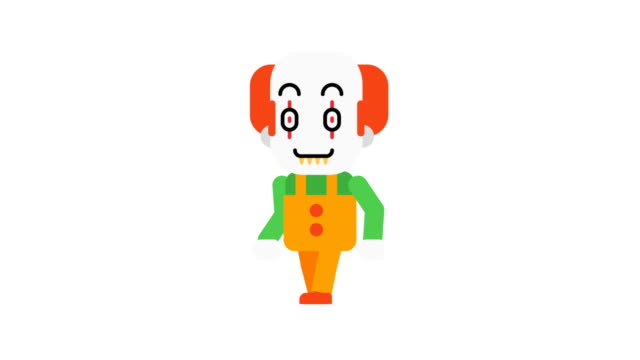 Clown-happy-walking-and-smiling.-Halloween-character.-Alpha-channel.