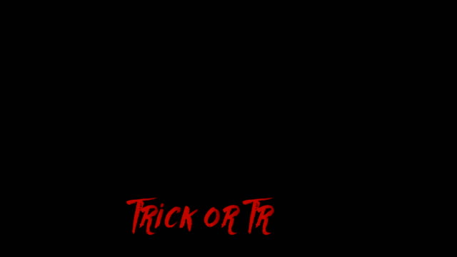 Halloween-Video-mit-Trick-behandeln!-Text-und-gruseliges-Monster-Augen-und-Zähne