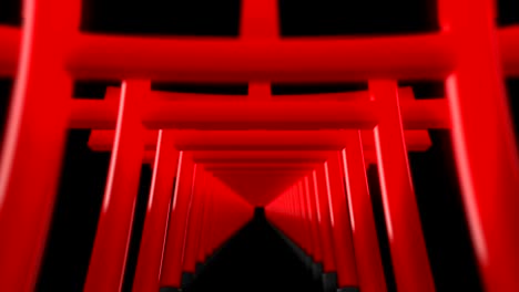 Puertas-Torii-rojo-en-Japón,-animación-japonesa-tradicional,-lazo,