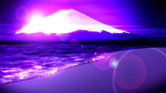 Monte-Fuji-desde-lago,-tradicional-japonesa-de-año-nuevo,-Loop-de-animación,