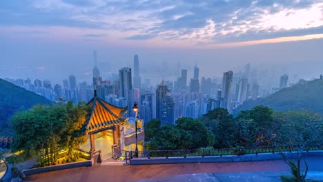 4K,-Zeit-verfallen-Hong-Kong-Stadtbild-am-Morgen-sonnenaufgangszeit-am-Victoria-Harbour