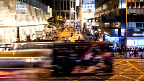 Time-Lapse-Cityscape-at-Hong-Kong-Street-Night,-4K-Resolution.