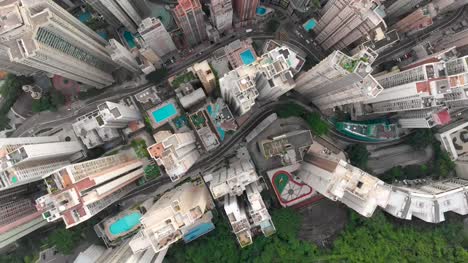 Aerial-drone-shot-of-Hong-Kong-city