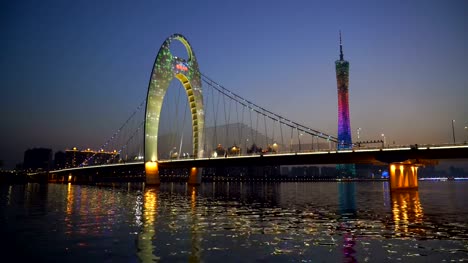 4k-Time-lapse:-Río-Zhujiang-y-moderno-edificio-ubicado-en-Guangzhou,-China