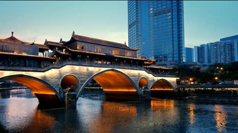 Puente-Anshun-en-noche,-sichuan,-China