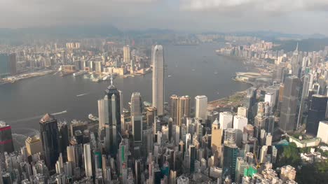 Aerial-herausziehen-Schuss-Skyline-von-Hong-Kong