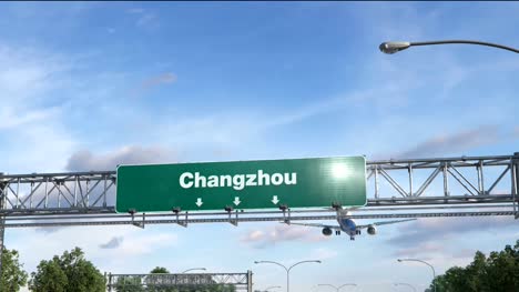 Flugzeug-Landung-Changzhou