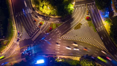 night-illuminated-sanya-traffic-street-crossroad-aerial-timelapse-4k-china