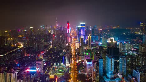 china-de-timelapse-4k-de-noche-shenzhen-tráfico-céntrico-calle-panorama-aéreo
