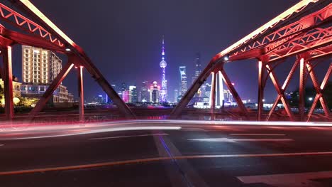 T/L-WS-LA-Shanghai-Waibaidu-bridge-traffic-light-trails-and-cityscape-at-night