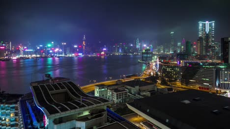 China-Nacht-Licht-Hong-Kong-Bucht-Stadtpanorama-4k-Zeitraffer