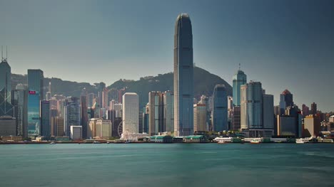China-Riesenrad-Sonnentag-Licht-Hong-Kong-Bucht-Panorama-4-k-Zeitraffer