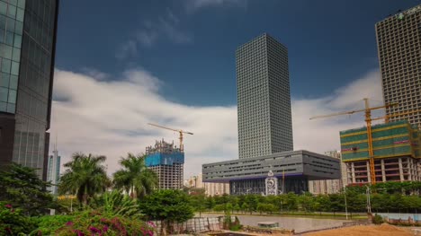 China-Shenzhen-Stadt-Tag-leichte-Konstruktion-Gebäude-anzeigen-4-k-Zeitraffer
