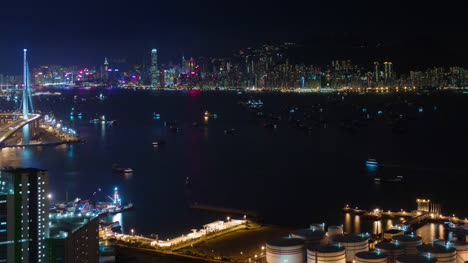 Nacht-Licht-Hongkong-bay-4-k-Zeitraffer-vom-Dach