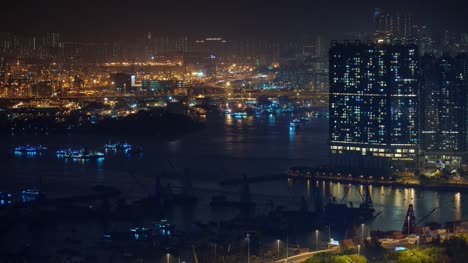 Nacht-Licht-Backbordseite-4-k-Zeit-hinfällig-aus-Hong-Kong-china