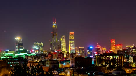 Rascacielos-en-Beijing,-China.-Lapso-de-tiempo