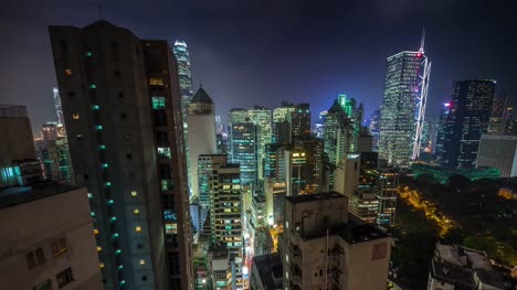 China-Hong-Kong-Nacht-Licht-Gebäude-Stadtpanorama-4k-Zeitraffer