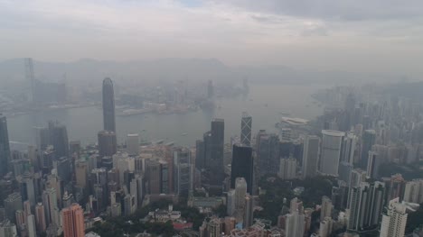 China-Hong-Kong-Stadtbild-berühmte-Bucht-Antenne-Morgen-Sonnenaufgang-Panorama-4k
