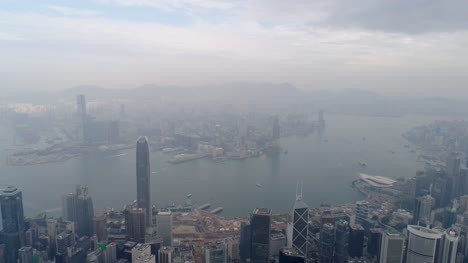 panorama-de-sunrise-de-China-hong-kong-city-mañana-aéreo-Bahía-famosa-niebla-4k