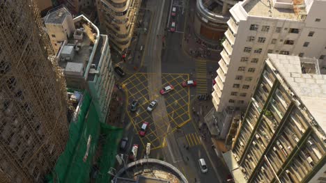 Hong-Kong-Stadt-Zentrum-berühmten-Verkehr-Straße-Kreuzung-auf-dem-Dach-Panorama-4k-china