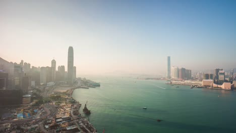 China-Sommer-sonniger-Tag-berühmten-Hong-Kong-auf-dem-Dach-Bucht-Panorama-4k-Zeitraffer