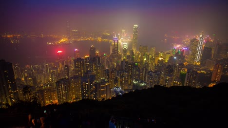 China-das-Peak-Stadtbild-berühmte-Nacht-Licht-Hong-Kong-Bucht-Panorama-4k-Zeitraffer