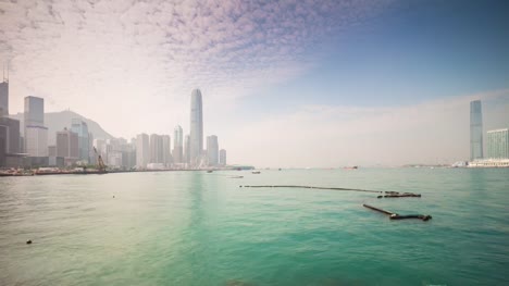China-Sommer-Tag-Hongkong-berühmte-Brücke-Bucht-Stadtbild-Panorama-4k-Zeitraffer