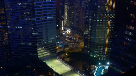 Hong-Kong-Stadt-Nacht-Zeit-Beleuchtung-Innenstadt-Sport-Boden-Dach-Panorama-4k-china