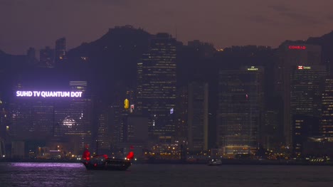 Hong-kong-ciudad-noche-iluminación-Bahía-Bahía-horbour-isla-panorama-4k-china
