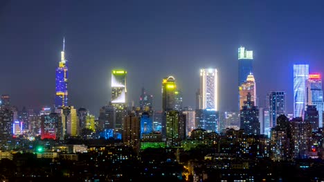 Time-lapse-of-cityscape-at-night-of-nanjing-city,nanjing-landmark-skyline，china