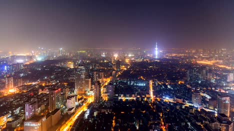 Lapso-de-tiempo-del-paisaje-urbano-en-la-noche-de-nanjing,-china