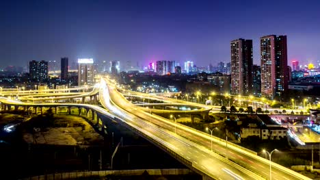 Time-Lapse-of-the-overpass-Bridge-in-WuHan-at-night