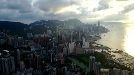 Fliegen-Sie-über-Hongkong-City-4k-video