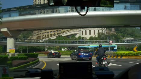 china-macau-city-day-time-taxi-road-trip-front-window-traffic-street-panorama-4k