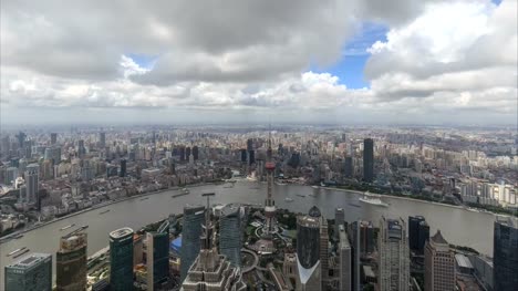Timelapse-of--Shanghai-skyline-and-cityscape-with-cloud-sea