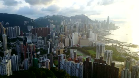 Fliegen-Sie-über-Hongkong-City-4k-video