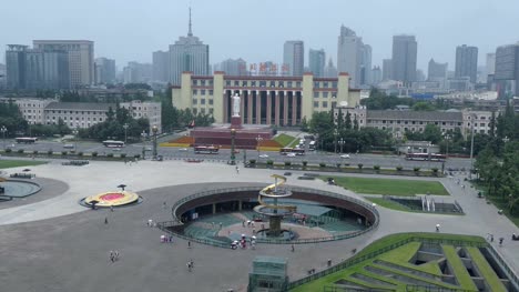 Vista-de-ángulo-alto-de-Plaza-de-Tianfu-en-Chengdu-China-Asia