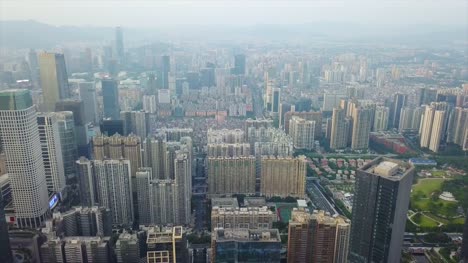 China-Guangzhou-Stadtbild-Innenstadt-aerial-Panorama-4k-Abend
