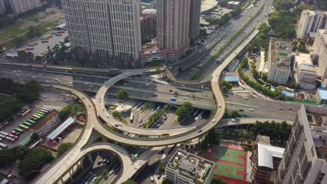 China-Tag-Guangzhou-Stadtbild-berühmten-Verkehr-Straße-Kreuzung-aerial-Panorama-4k