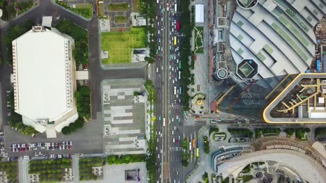 Tag-Zeit-Guangzhou-Stadt-Zentrum-Verkehr-Straßen-Luftbild-oben-4k-china